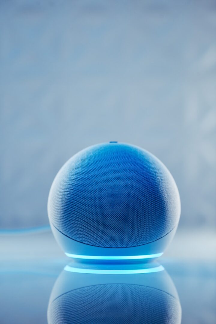 a blue ball on a blue surface